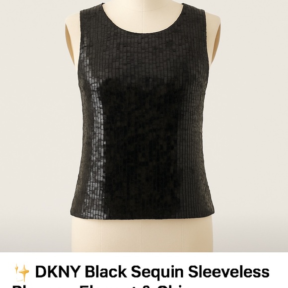 DKNY Black Sequin Blouse - Picture 1 of 4